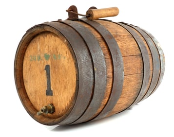 PRE CIVIL WAR SURGEON ONE GALLON OAK STAVE CANTEEN
