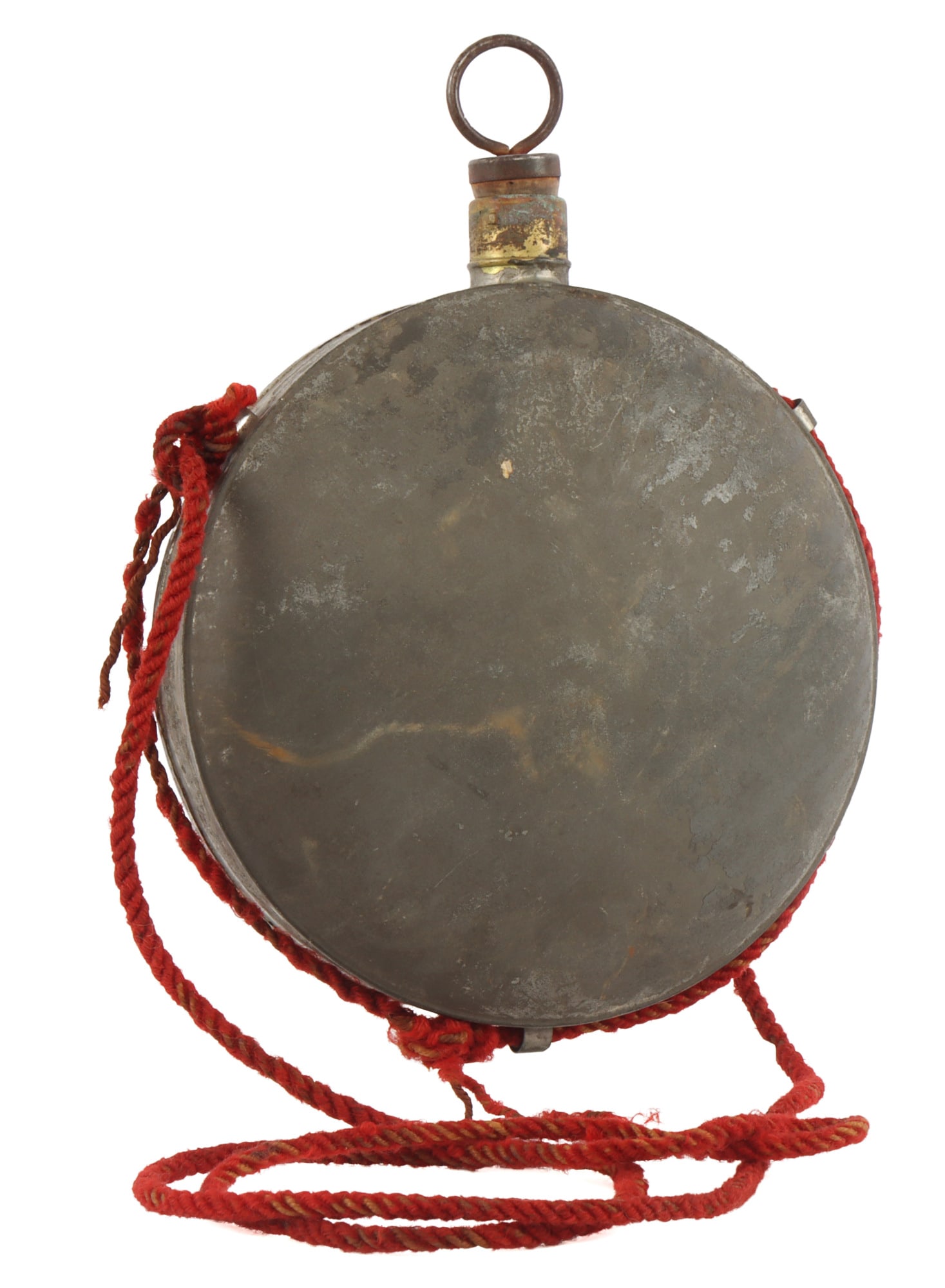 US CIVIL WAR SMOOTH SIDE CANTEEN: A smooth side canteen from the US Civil War. Three mounts, intact stopper, intact strap, and intact spout. Spout is a unique manufacture, the model produced in April of 1861 by Union arsenals. 6 inch 