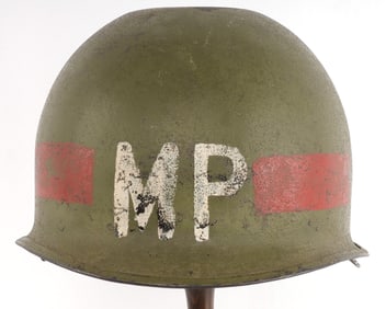 WWII US 24TH INFANTRY MP M1 HELMET SHELL REAR SEAM