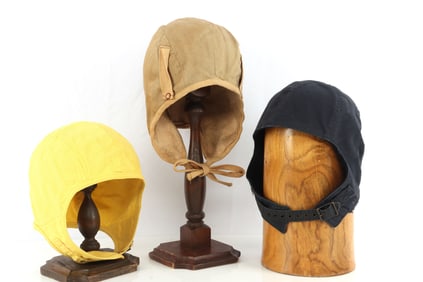 WWII US NAVY US AAF CLOTH FLIGHT HELMETS LOT OF 3