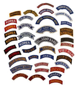 US MILITARY PATCH ROCKER TABS ASSORTED LOT OF 38