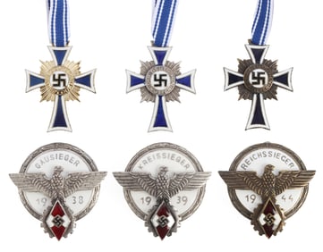 WWII GERMAN THIRD REICH ENAMELED ITEMS LOT OF 6