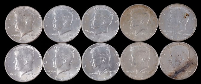 $5 FACE VALUE 1964 SILVER JFK HALF DOLLARS
