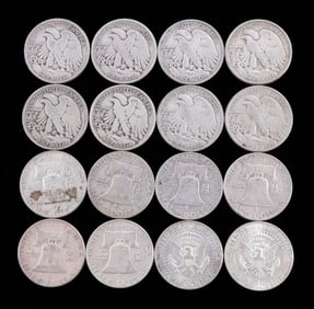 $8.00 FACE VALUE 90% SILVER HALF DOLLAR COIN LOT