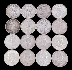 $8.00 FACE VALUE 90% SILVER HALF DOLLAR COIN LOT