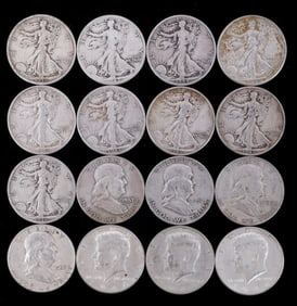 $8.00 FACE VALUE 90% SILVER HALF DOLLAR COIN LOT