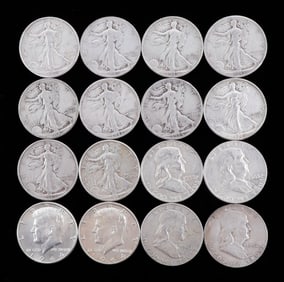 $8.00 FACE VALUE 90% SILVER HALF DOLLAR COIN LOT