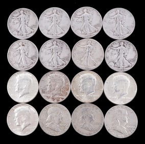 $8.00 FACE VALUE 90% SILVER HALF DOLLAR COIN LOT