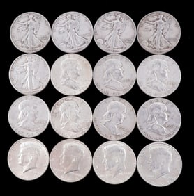 $8.00 FACE VALUE 90% SILVER HALF DOLLAR COIN LOT