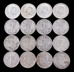 $8.00 FACE VALUE 90% SILVER HALF DOLLAR COIN LOT