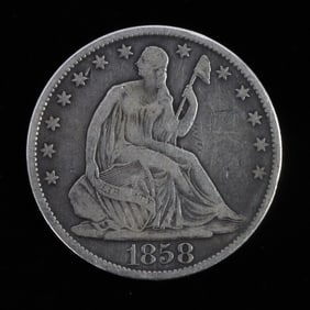1858 O SEATED LIBERTY SILVER HALF DOLLAR COIN