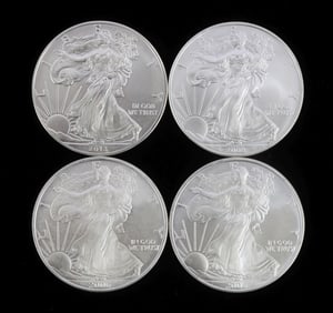 4 2009 1 OZT OUNCE SILVER AMERICAN EAGLE BU COINS