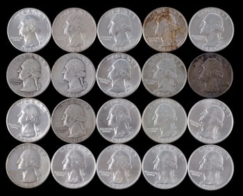 5$ FACE VALUE 90% SILVER WASHGINTON QUARTERS