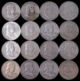 8$ FACE VALUE 90% FRANKLIN HALF DOLLAR