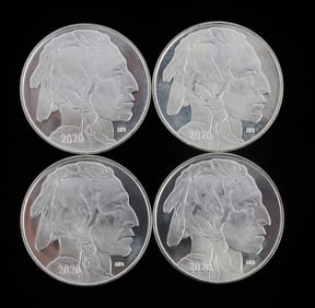 LOT OF 4 .999 1 0ZT SILVER BUFFALO BU MIXED DATE