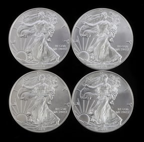 LOT OF 4 .999 1 0ZT SILVER EAGLE BU