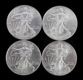 LOT OF 4 .999 1 0ZT SILVER EAGLE BU