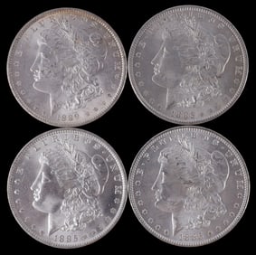 MORGAN SILVER DOLLAR 1885 AND 1889 LOT OF 4