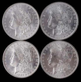 MORGAN SILVER DOLLAR 1885 NEW ORLEANS LOT OF 4