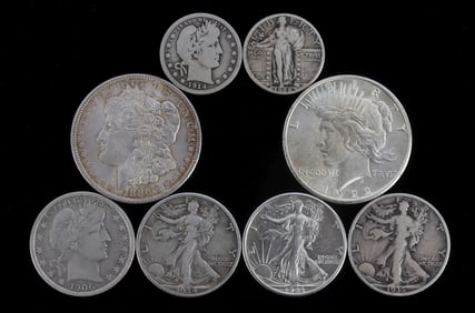 U.S. COIN COLLECTION PEACE MORGAN BARBER STANDING
