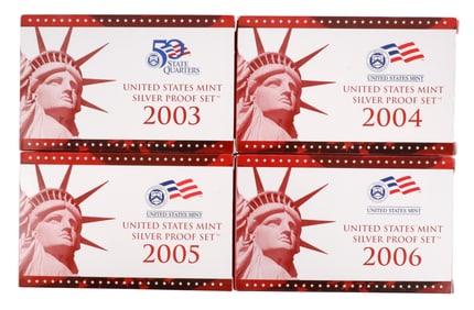 US YEARLY SILVER MINT SETS 2003-2006