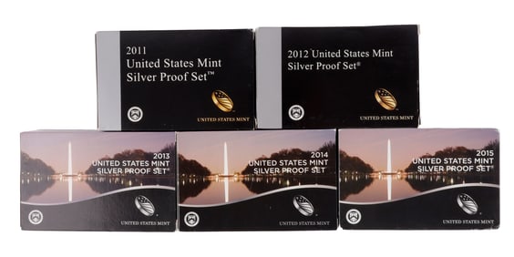 US YEARLY SILVER MINT SETS 2011-2015.