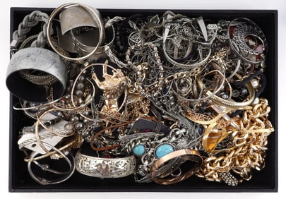 5.4 POUNDS OF ASSORTED SILVER TONED JEWELRY