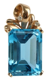 14K GOLD AND TOPAZ DIAMOND PENDANT