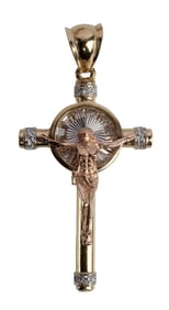 14KT GOLD TRICOLOR CRUCIFIX PENDANT