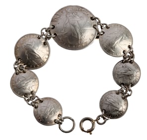 SILVER BRACELET MADE FROM 1945 PHILIPPINO PESOS