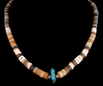 NATIVE AMERICAN NAVAJO HEISHI & TURQUOISE NECKLACE