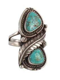NATIVE AMERICAN NAVAJO SILVER RING WITH TURQUOISE