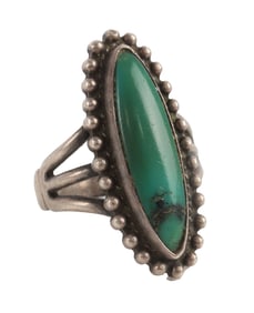 NATIVE AMERICAN NAVAJO SILVER RING WITH TURQUOISE