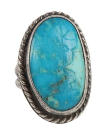 NATIVE AMERICAN NAVAJO SILVER RING WITH TURQUOISE