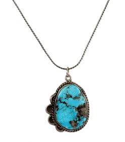 NATIVE AMERICAN NAVAJO SILVER TURQUOISE PENDANT