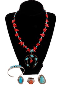 NATIVE AMERICAN SOUTHWEST JEWELRY LOT OF 5 SILVER