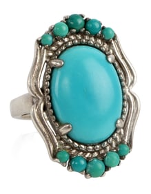 NATIVE NAVAJO SILVER TURQUOISE RING