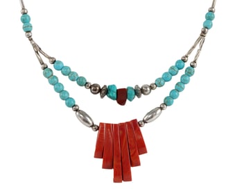 NATIVE NAVAJO TURQUOISE & ARGILLITE NECKLACE