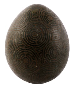 PRECOLUMBIAN TAINO MASSIVE INCISED STONE EGG