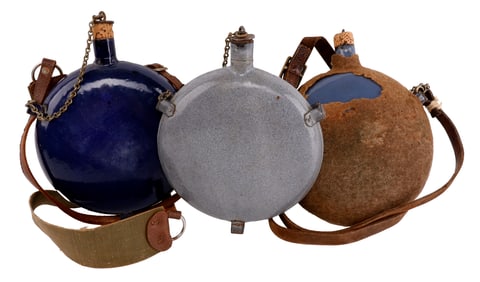 3 CANTEEN BOER WAR BRITISH & ITALIAN BLUE ENAMEL