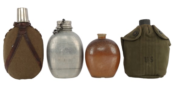 4 MILITARY CANTEEN LOT U.S. CERAMIC BRITISH JAPAN