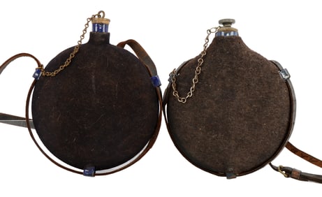 2 BOER WAR MK IV COBALT BLUE BRITISH CANTEEN LOT