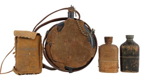 4 ANTIQUE CANTEEN LOT BRITISH MK IV OLRY CROCKETT