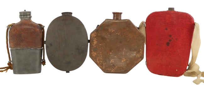 4 ANTIQUE CANTEEN LOT CIVIL WAR BRITISH OCTAGON