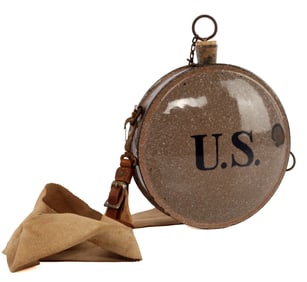 U.S. STAMPED SPANISH AMERICAN WAR ENAMEL CANTEEN