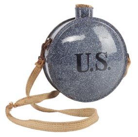 U.S. STAMPED SPANISH AMERICAN WAR ENAMEL CANTEEN