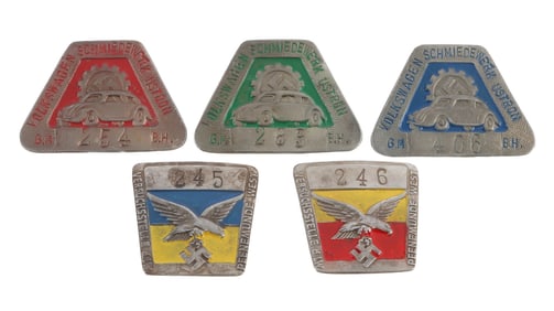 WWII GERMAN THIRD REICH EMPLOYEE BADGES LOT OF 5