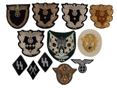 WWII GERMAN BULLION INSIGNIA PATCH LOT OF 12