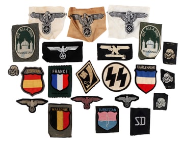WWII GERMAN CLOTH & BEVO INSIGNIA PATCH LOT OF 22