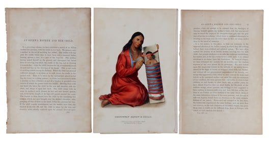 LITHOGRAPHIC DEPICTION OF CHIPPEWA MOTHER & CHILD